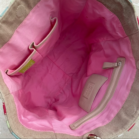 Sigrid Olsen 🌺 Striped Canvas and Leather Tote Bag w/matching wallet - Picture 10 of 13